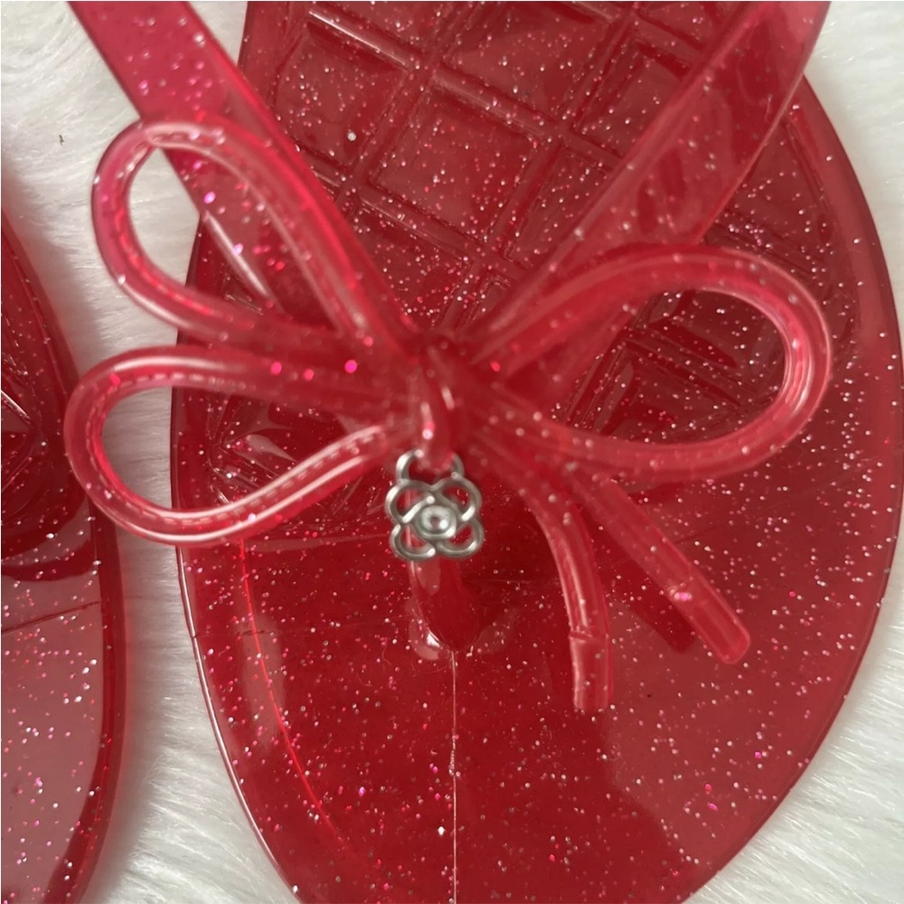Women’s Sandals Resort-wear Jelly Bow Flip-flops Hot Pink Cruise Vacation - Picture 6 of 9